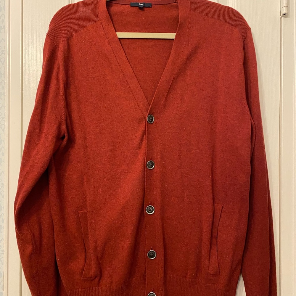 Men's Red Cardigan Sweater